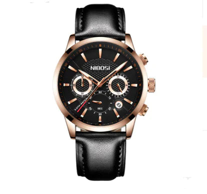 Reloj Deportivo de Acero Negro y Dorado para Hombre